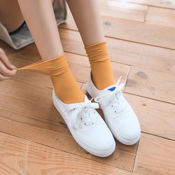 Весенние и осенние однотонные бархатные женские тонкие чулки со льдом, японские женские носки, многослойные носки, носки со льдом средней длины, носки с закругленными краями
